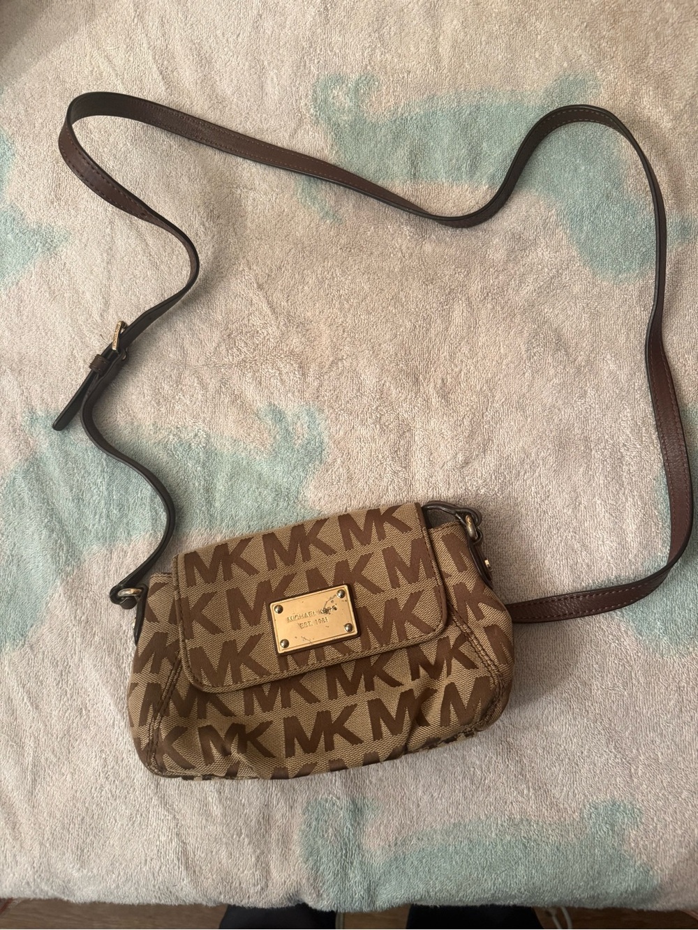 Michael Kors Tan/Brown MK Logo Crossbody Bag